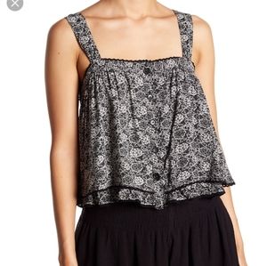 Free People Sweet Caroline tank black white medium